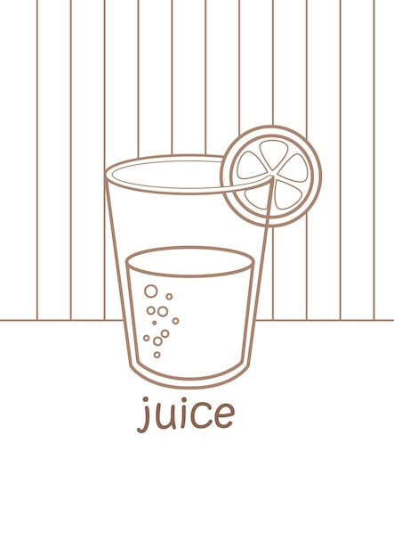 Premium vector alphabet j for juice vocabulary coloring pages for kids and adult
