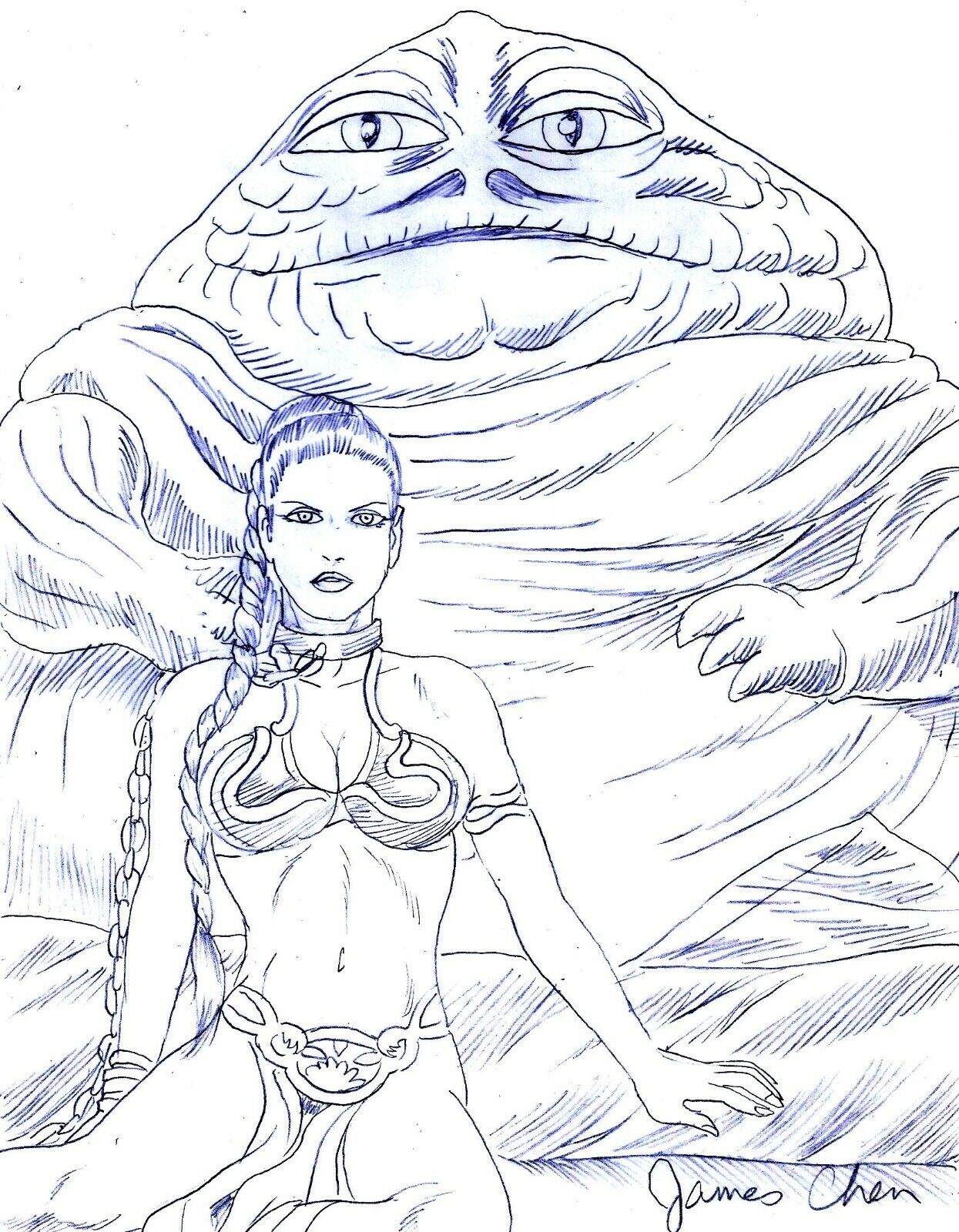 Star wars princess leia jabba the hutt original comic art on rdstock