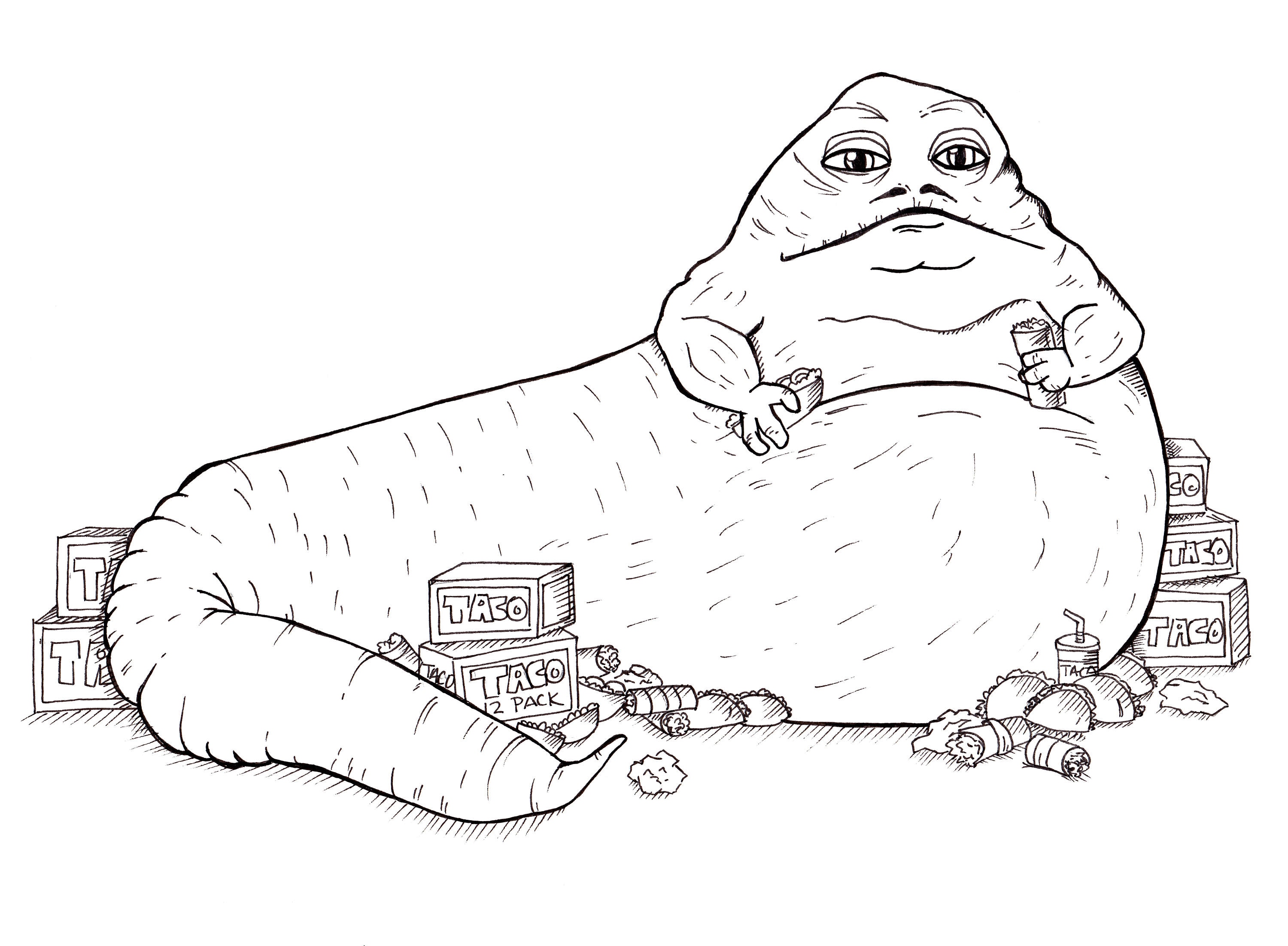Jabba the taco hutt art illustration print fanart