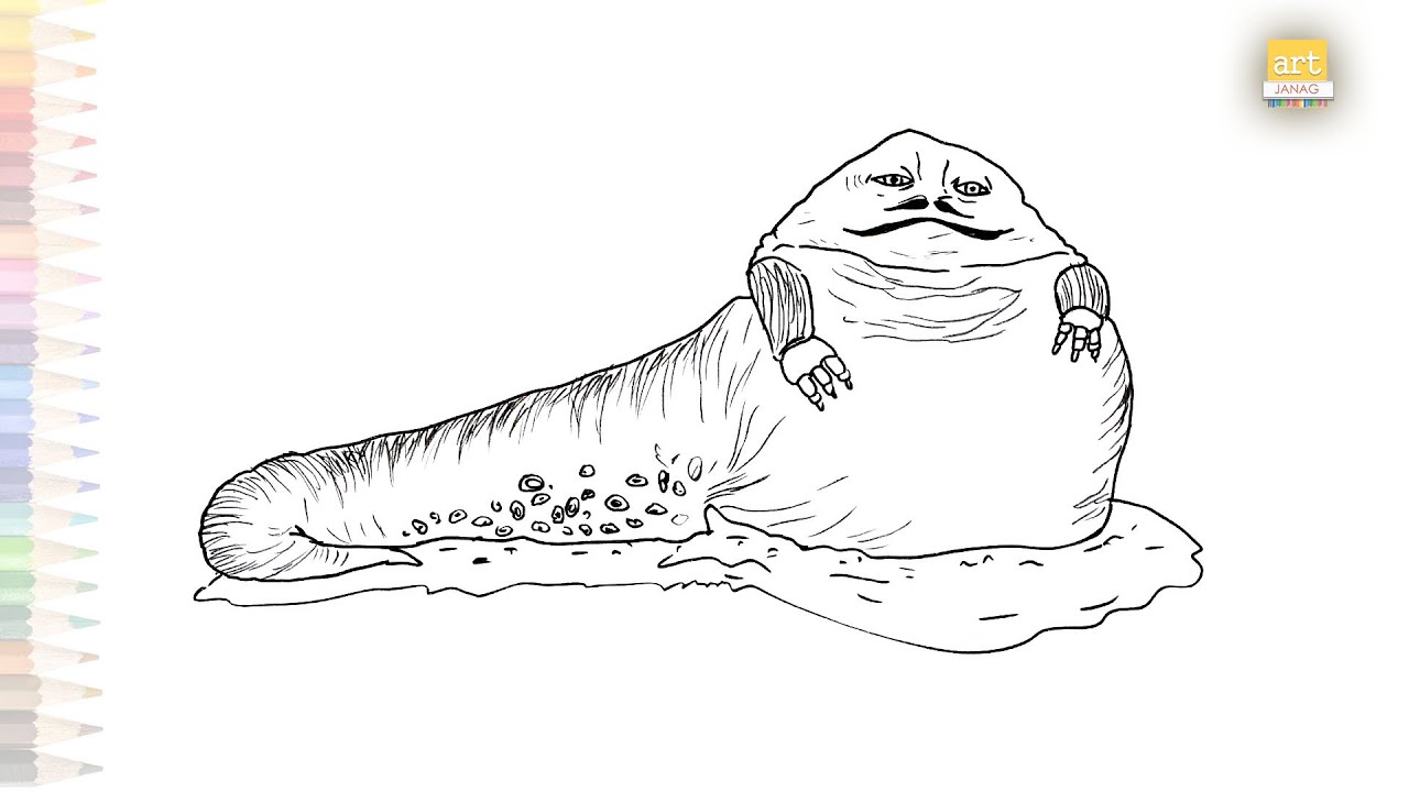 Jabba the hutt drawing videos star wars character drawings how to draw jabba the hutt easy step