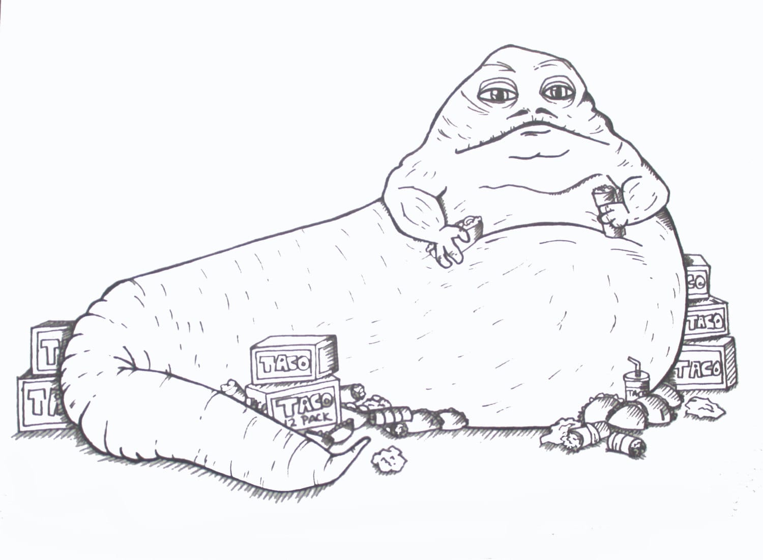 Jabba the taco hutt art illustration print fanart