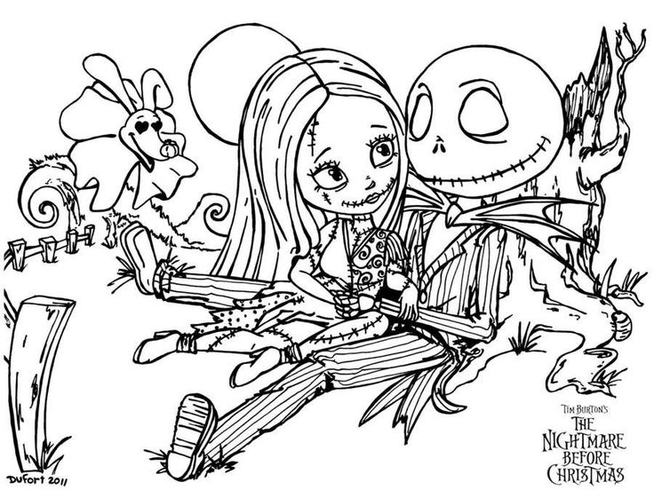 Jack and sally coloring pages christmas coloring pages christmas tree coloring page