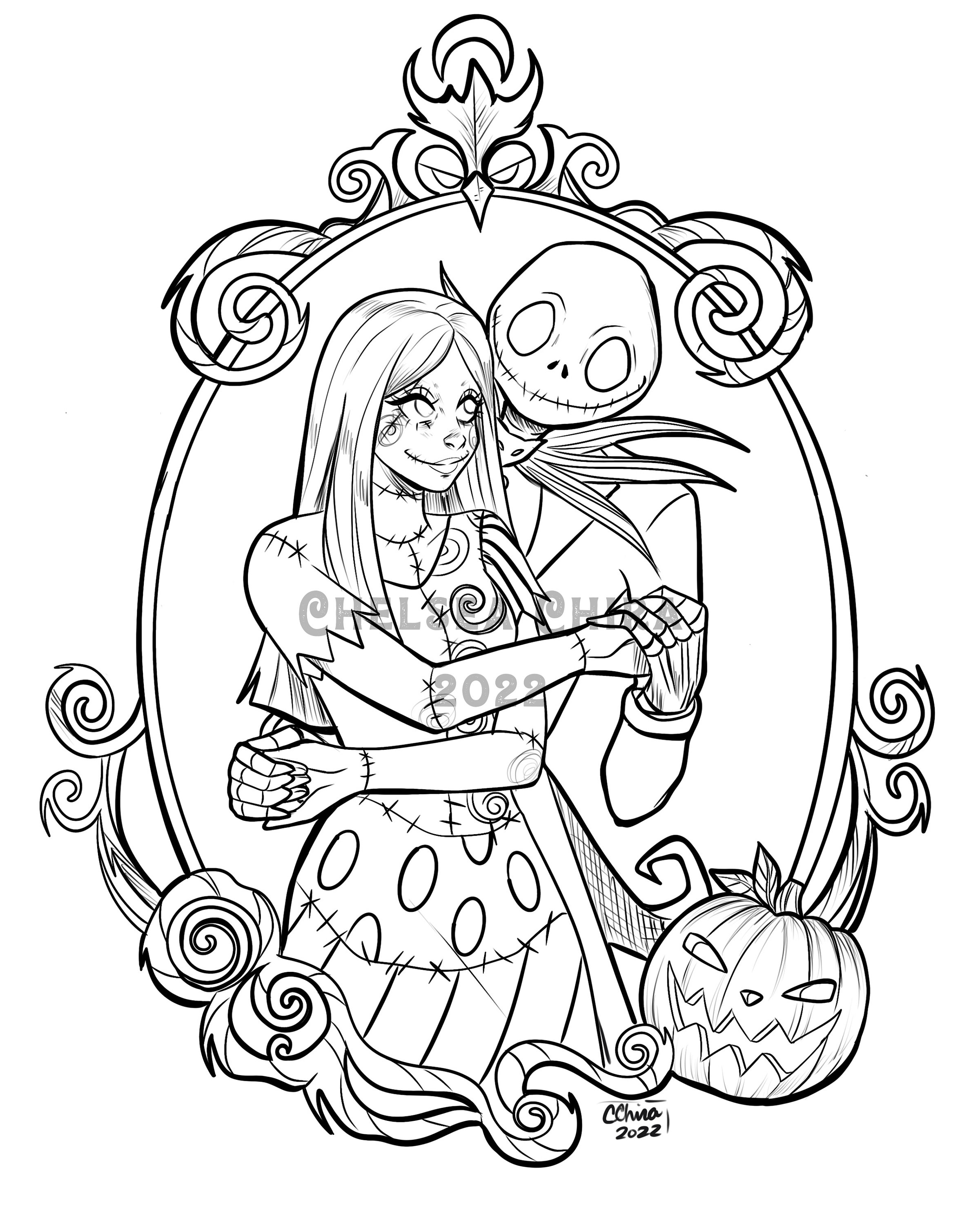 Jack and sally colouring sheet