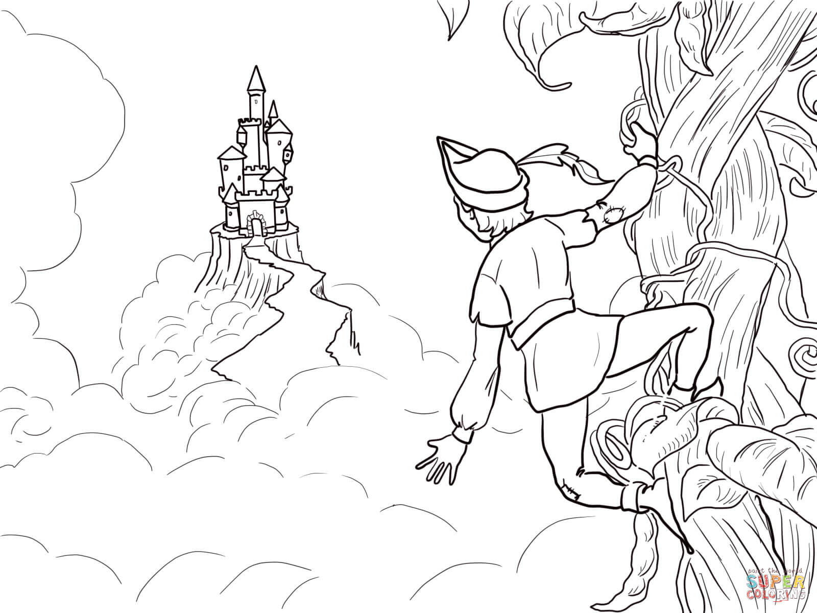 Jack and the beanstalk castle coloring page free printable coloring pages