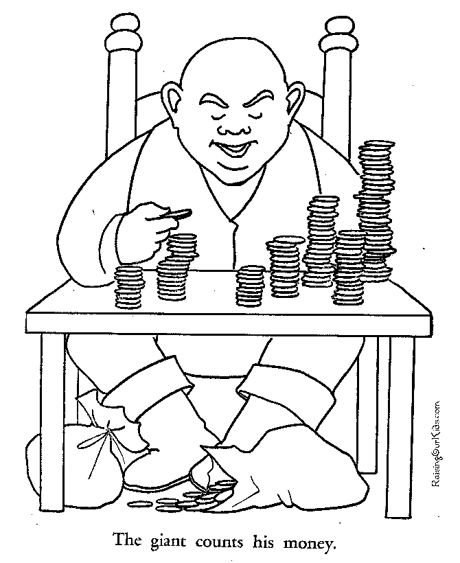 Jack and the beanstalk coloring page the giant