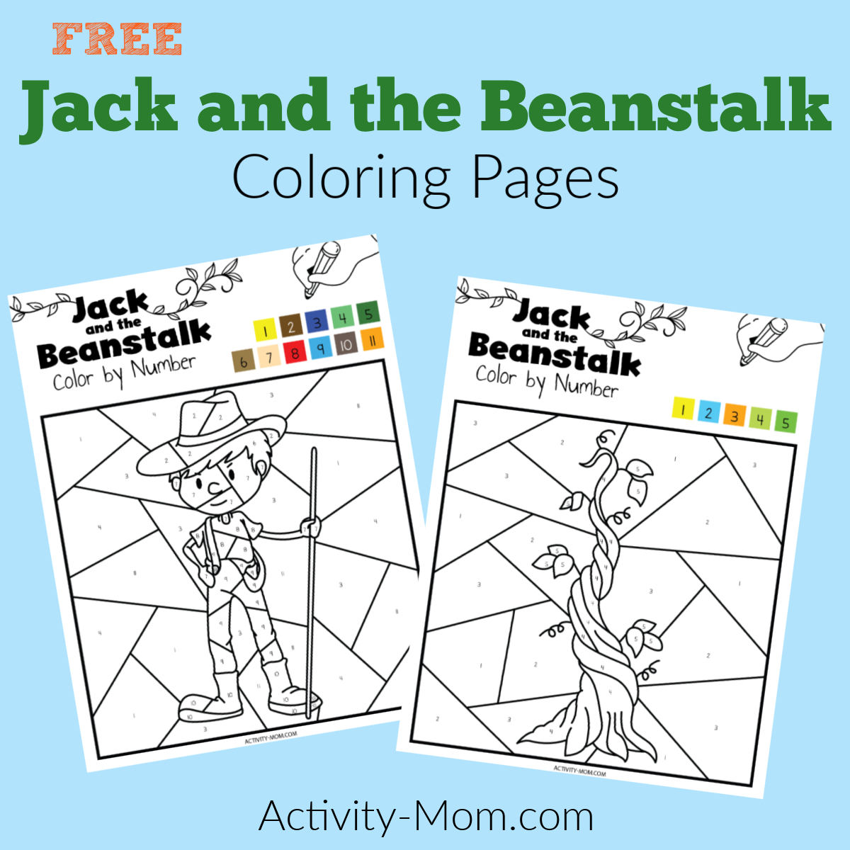 Jack and the beanstalk color by number pages