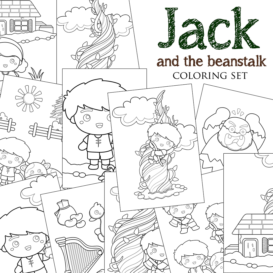 Jack and the beanstalk classic kids bedtime story coloring pages activity for kids and adult