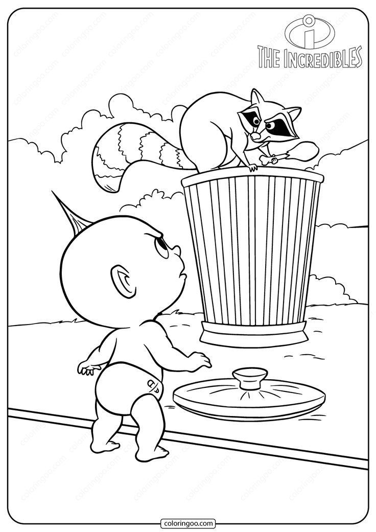 Jack jack and racoon coloring pages disney coloring pages coloring pages the incredibles