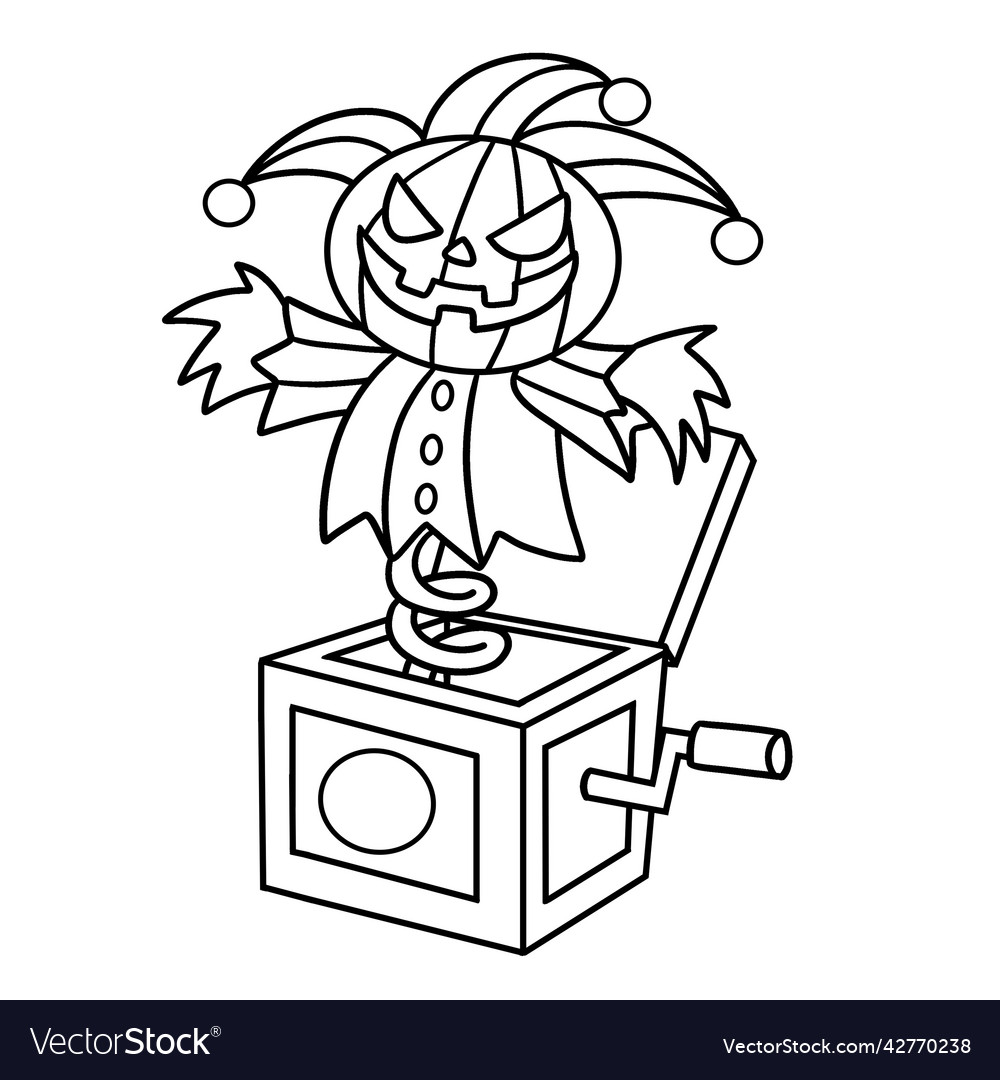 Jack in the box halloween isolated coloring page vector image