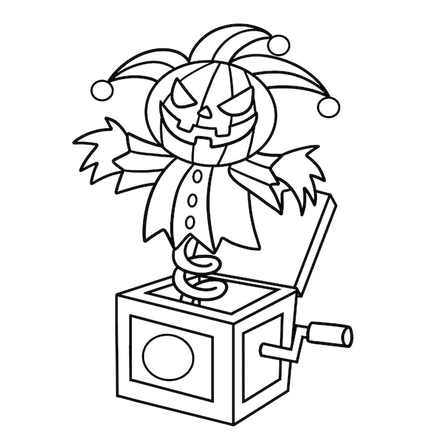 Premium vector jack in the box halloween isolated coloring page