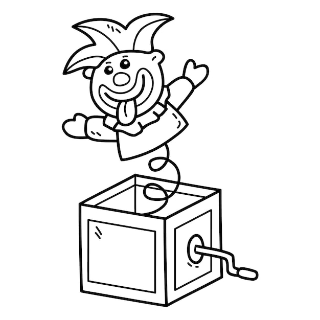 Premium vector coloring page with doodle jack in box