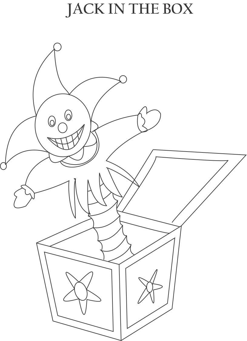 Jack in the box coloring printable page for kids
