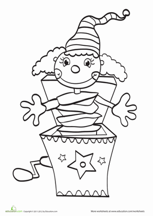 Playful jack in the box coloring page