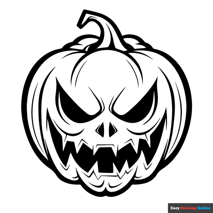 Evil jack o lantern coloring page easy drawing guides
