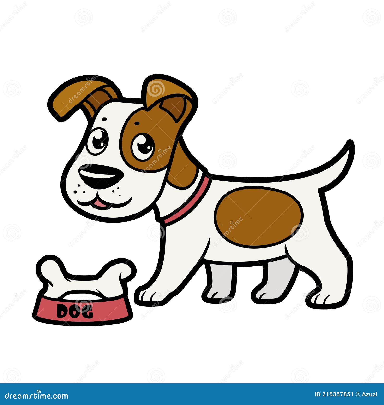 Cartoon jack russell terrier dog with bone color variation for coloring page isolated on white background stock vector