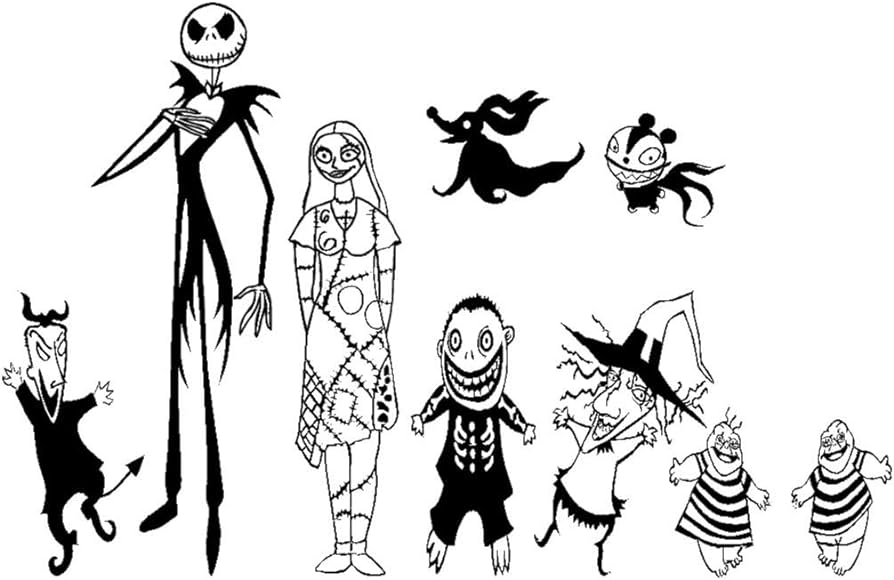Foc enterprises jack skellington and sally family decal vinyl sticker inspired by nightmare before xmas car truck laptop wall window yeti tumbler decor black inches inches automotive