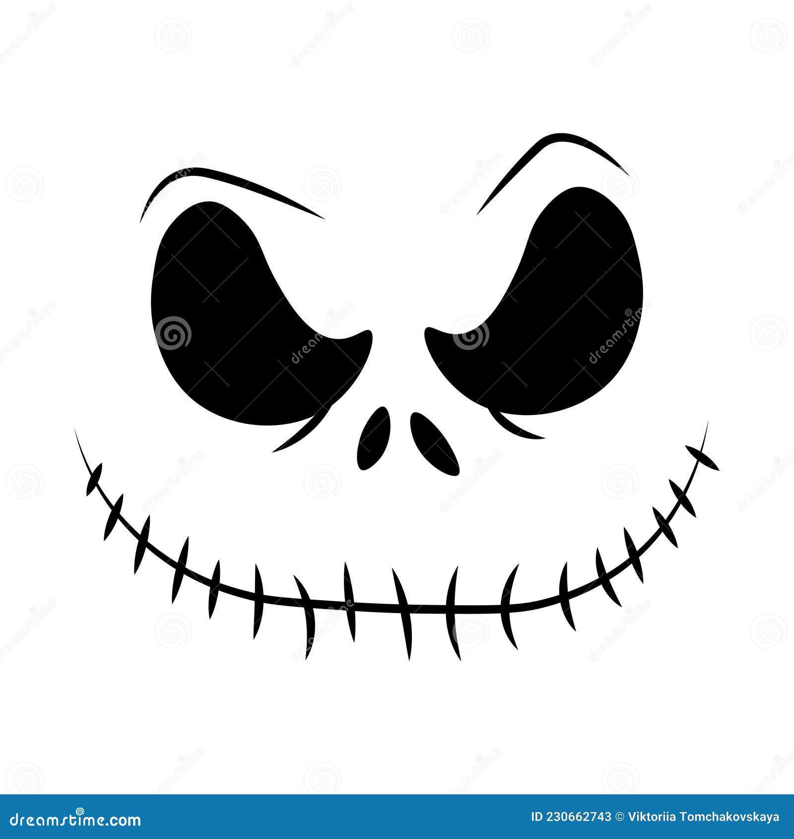 Vector halloween faces the nightmare before christmas jack skellington halloween jack faces silhouettes stock vector