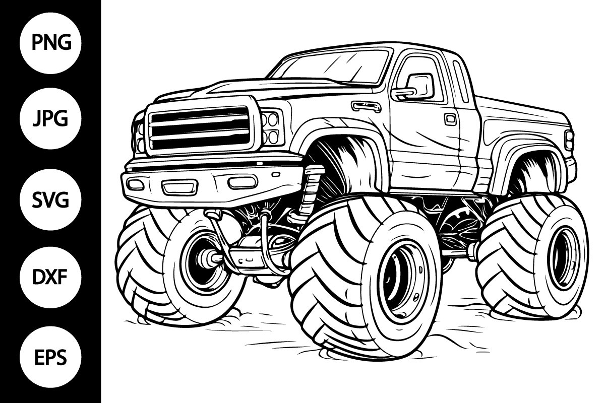 Truck coloring pages design bundles
