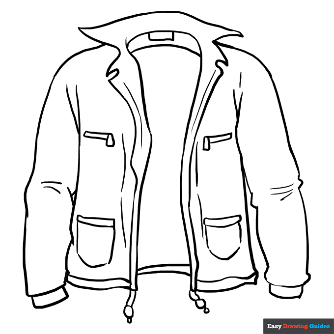 Jacket coloring page easy drawing guides