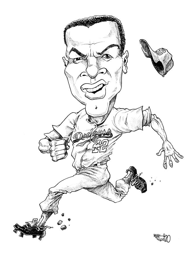Jackie robinson drawing by mike scott