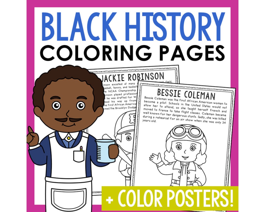 Black history month for kids coloring page posters activity social studies bulletin board decor february classroom unit study lesson