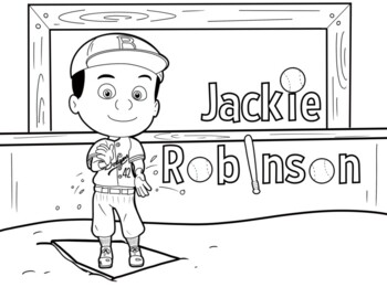 Jackie robinson coloring page tpt