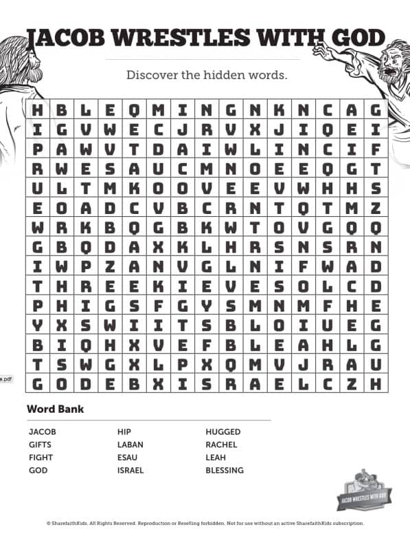The story of jacob wrestling with god sunday school coloring pages â