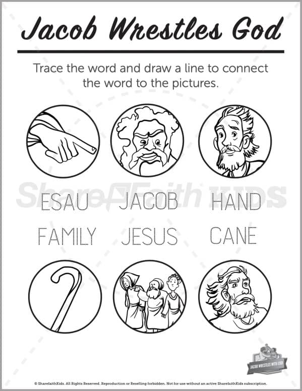 Genesis jacob wrestles with god preschool word picture match â
