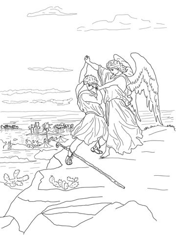 Jacob wrestles with god coloring page free printable coloring pages sunday school coloring pages bible coloring pages jacob bible