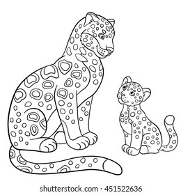 Coloring pages mother jaguar her little stock vector royalty free