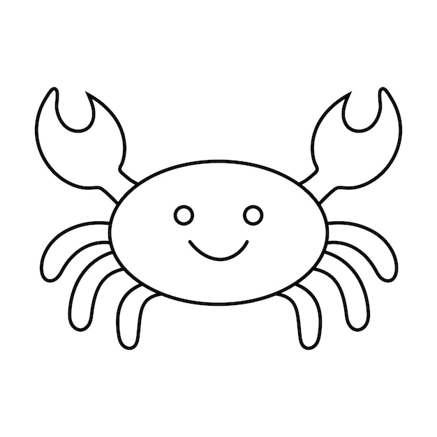 Premium vector cute crab cartoon coloring page illustration vector for kids coloring book