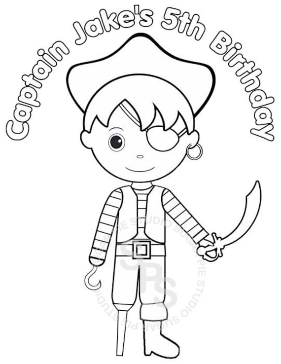 Pirate birthday party favor coloring page gift colouring activity sheet personalized printable template