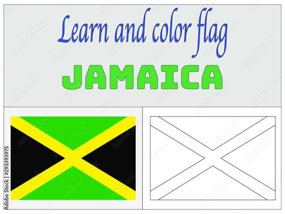 Jamaica national flag coloring book for education and learning original colors and proportion simply vector illustration from countries flag set vector