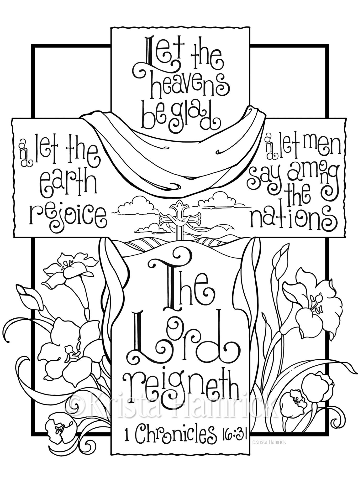 Let the earth rejoice chronicles coloring page in two sizes x bible journaling tip