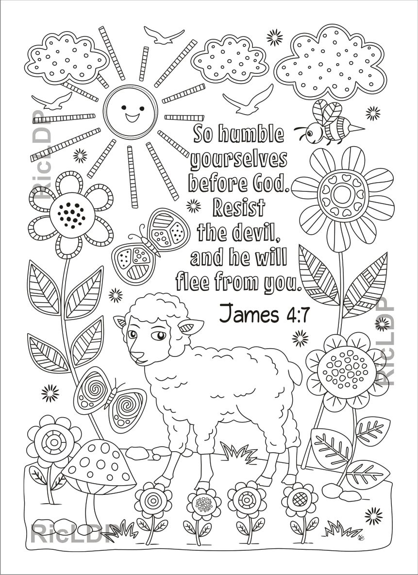 Three bible coloring pages verses from the book of james