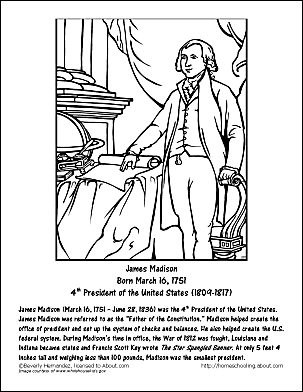 James madison wordsearch worksheets coloring pages