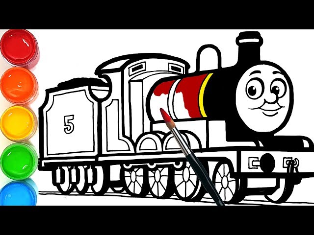 Draw a train james the red engine learn colors easy coloring pages for kids
