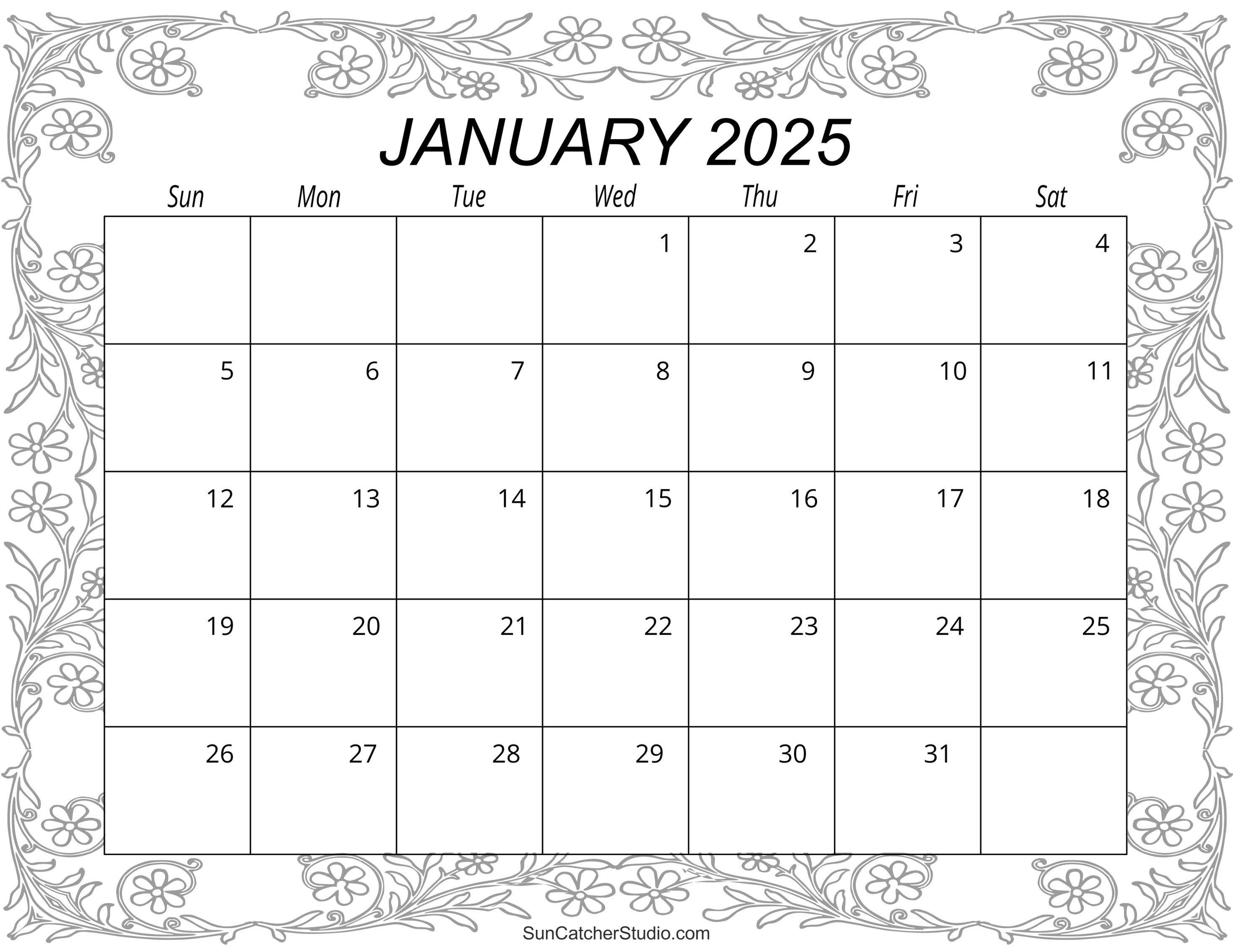 January calendar free printable â diy projects patterns monograms designs templates