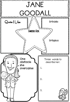 Jane goodall graphic organizer tpt