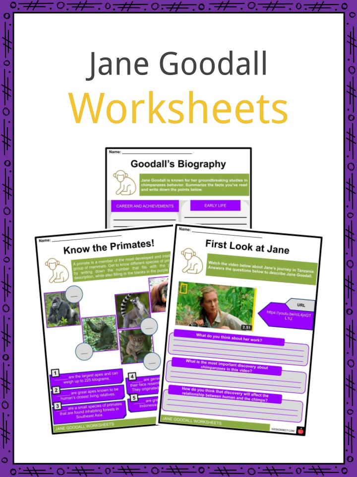 Jane goodall facts worksheets early life career for kids