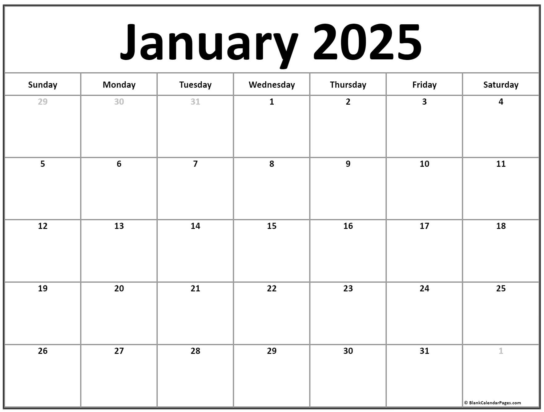 January calendar free printable calendar