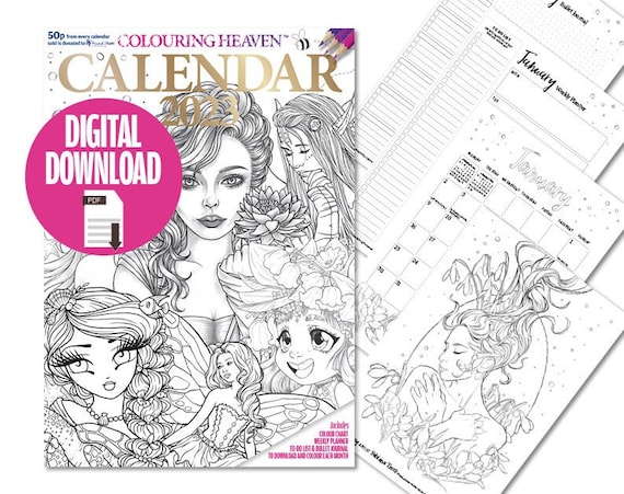 Colouring heaven calendar digital download pdf calendar diary colouring pages top colouring artists