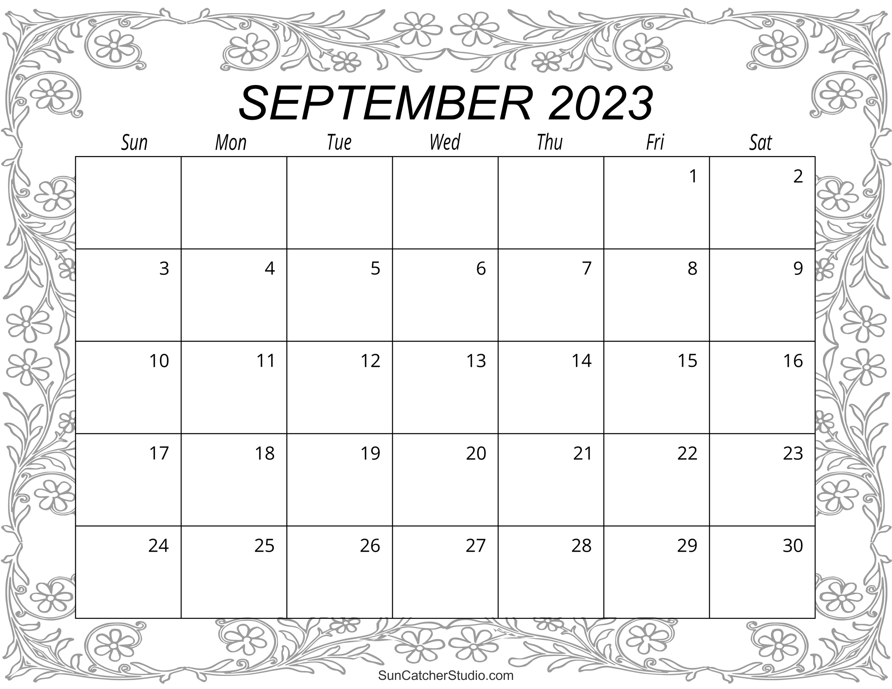 September calendar free printable â diy projects patterns monograms designs templates