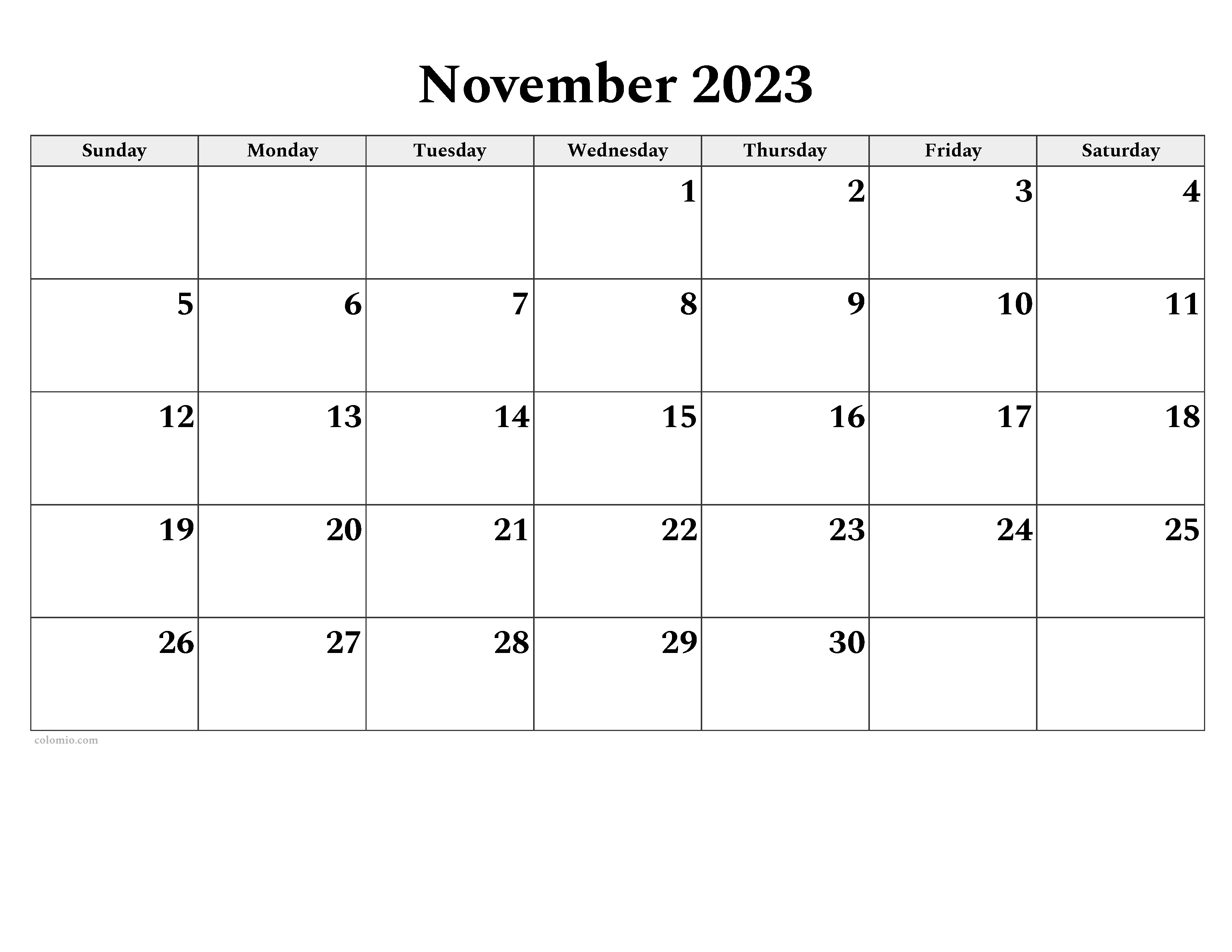 November calendar free printable pdf xls and png