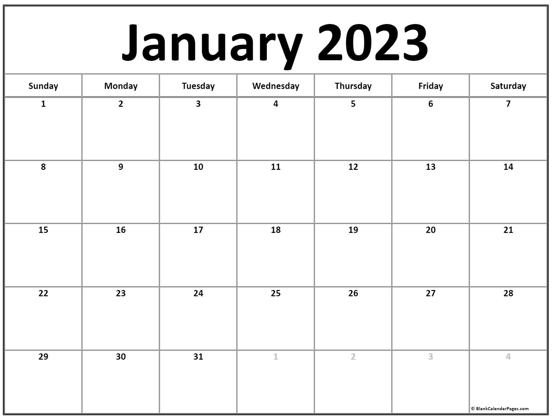 January calendar free printable calendar