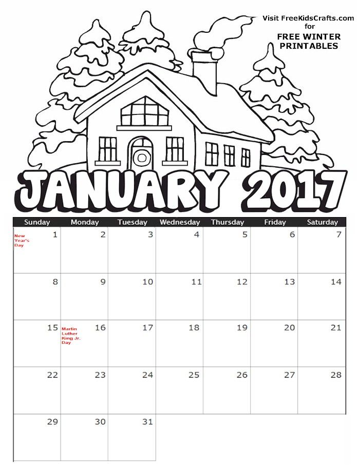 Printable january coloring calendar coloring calendar kids calendar coloring pages for kids