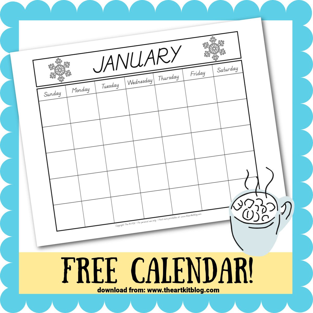Blank january calendar printable â the art kit