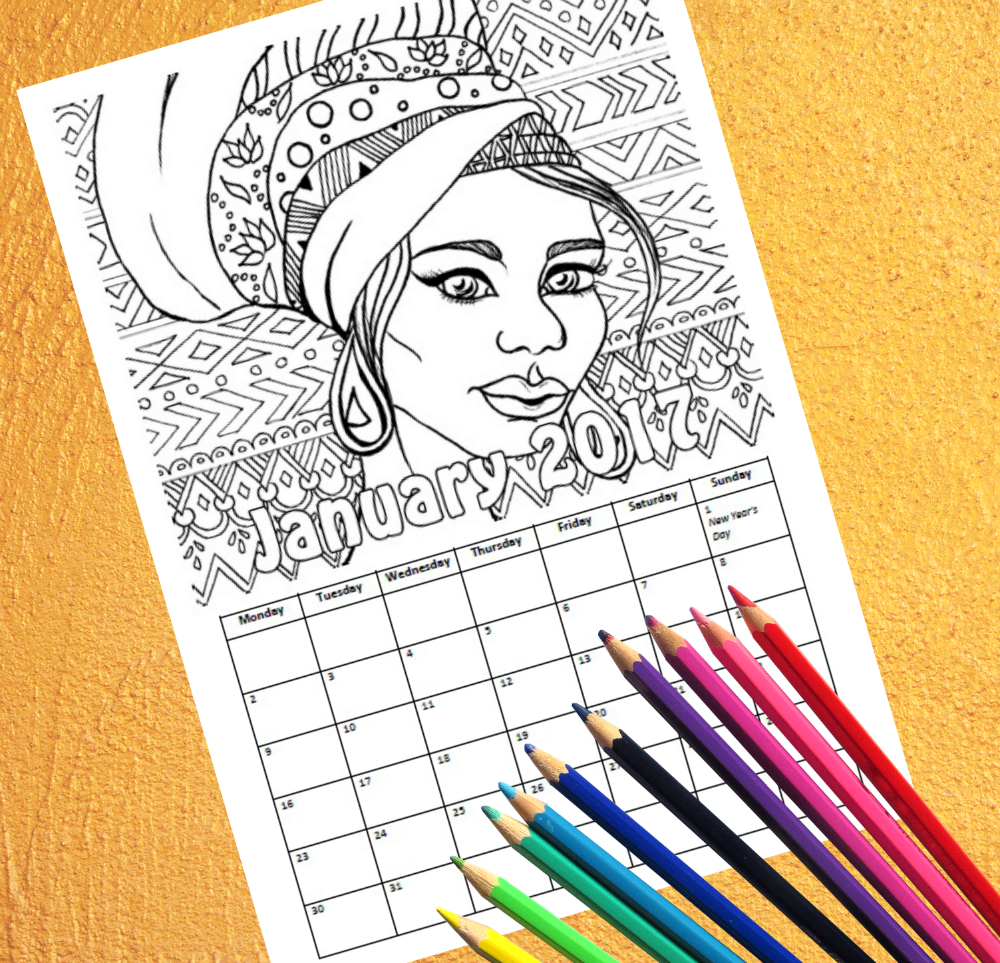 Coloring calendar printable