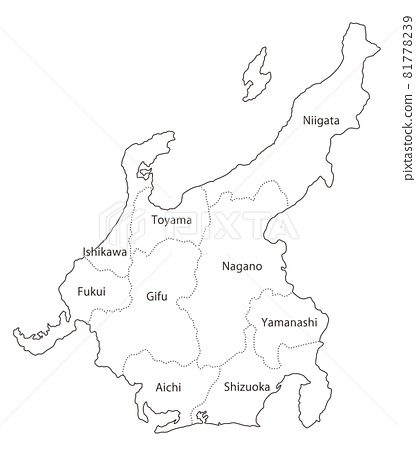 Map of japan chåbu region coloring book picture