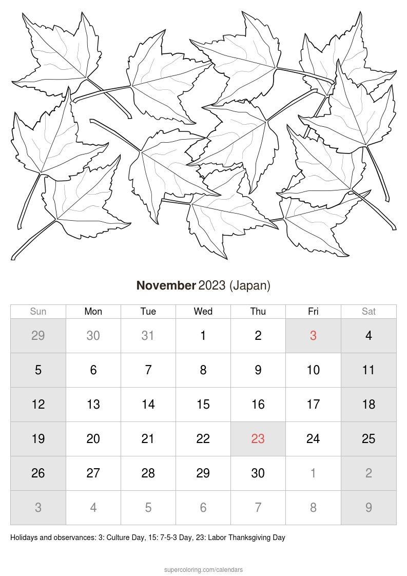 November calendar